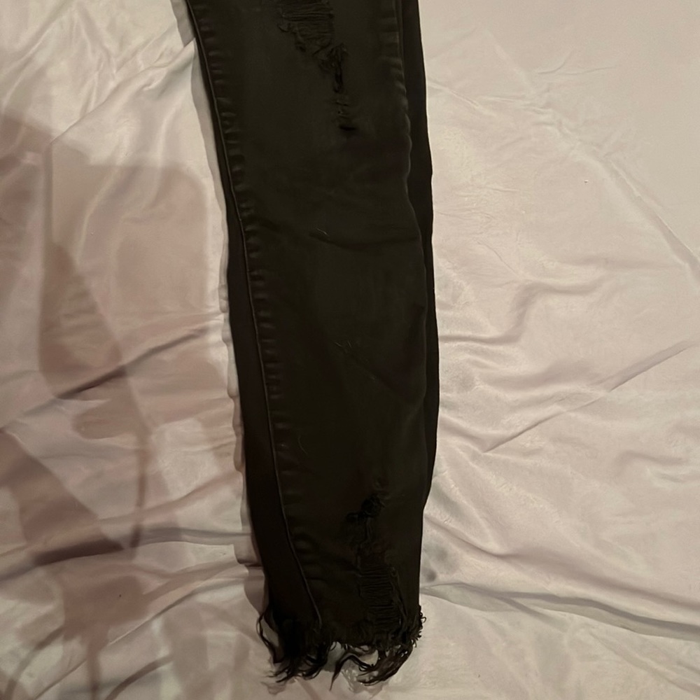 Ripped curvy high rise skinny ankle black jeans